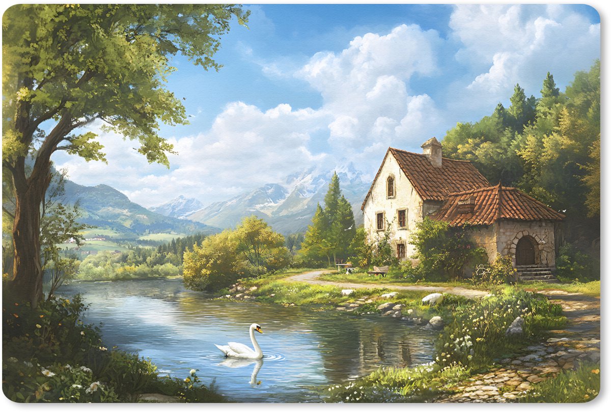 Muismat 27x18 cm - Mousepad Zwaan - Bomen - Rust - Muismatten