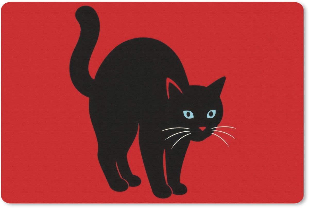 Muismat 27x18 cm - Mousepad Kat - Zwart - Staart - Muismatten