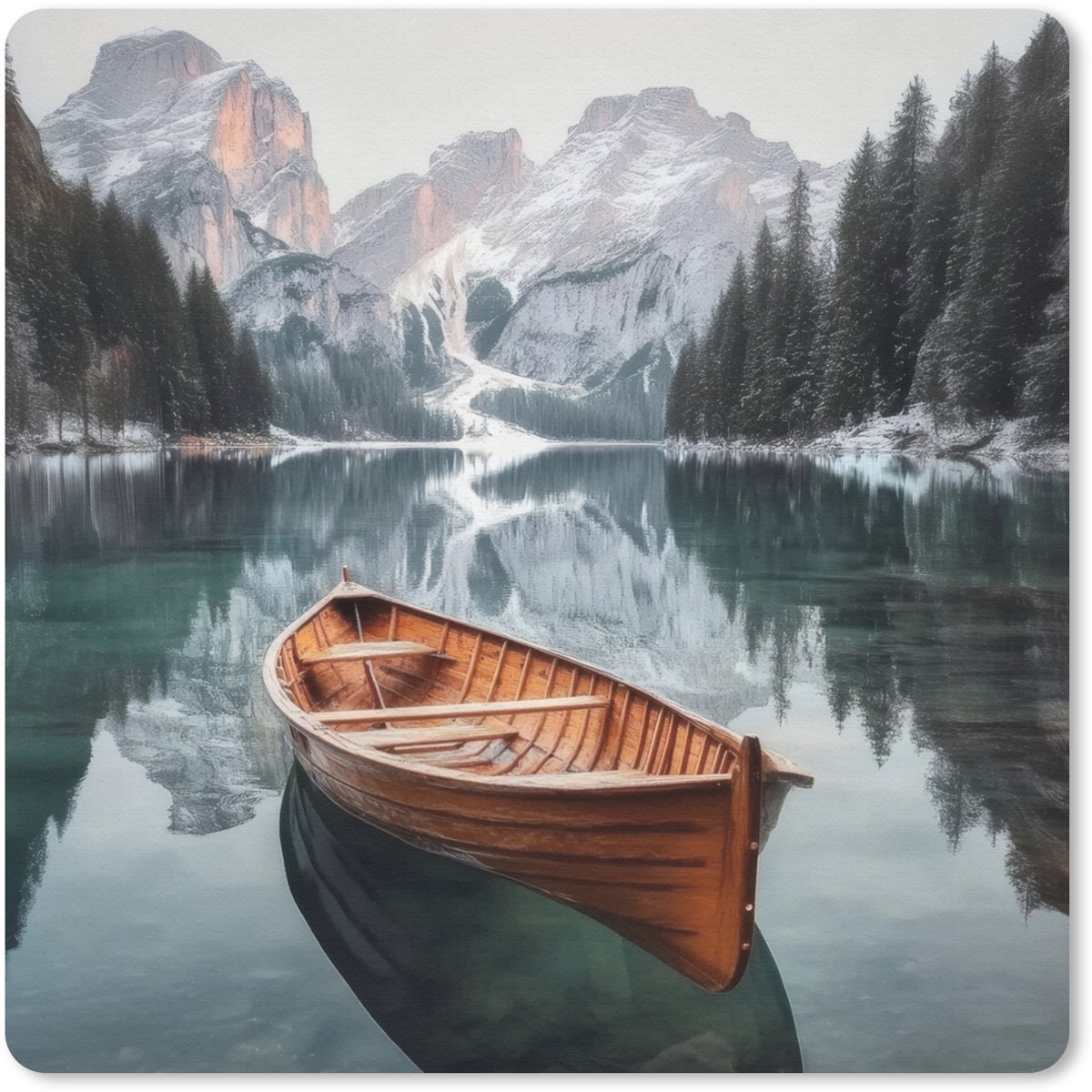 Muismat 30x30 cm - Mousepad Boot - Bergen - Natuur - Water - Muismatten