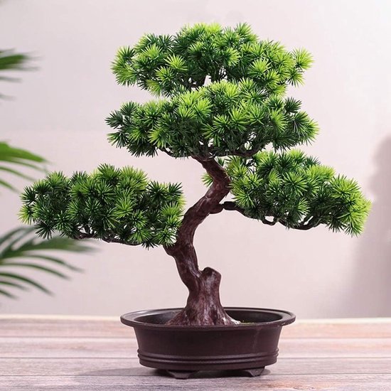 Fycooler Kunstplanten, bonsaiboom in potten - decoratieve kunstbomen, realistische kunstmatige Japanse dennen, bonsai, jeneverbes, nep mini-plastic planten voor thuiskantoor/desktopdisplay