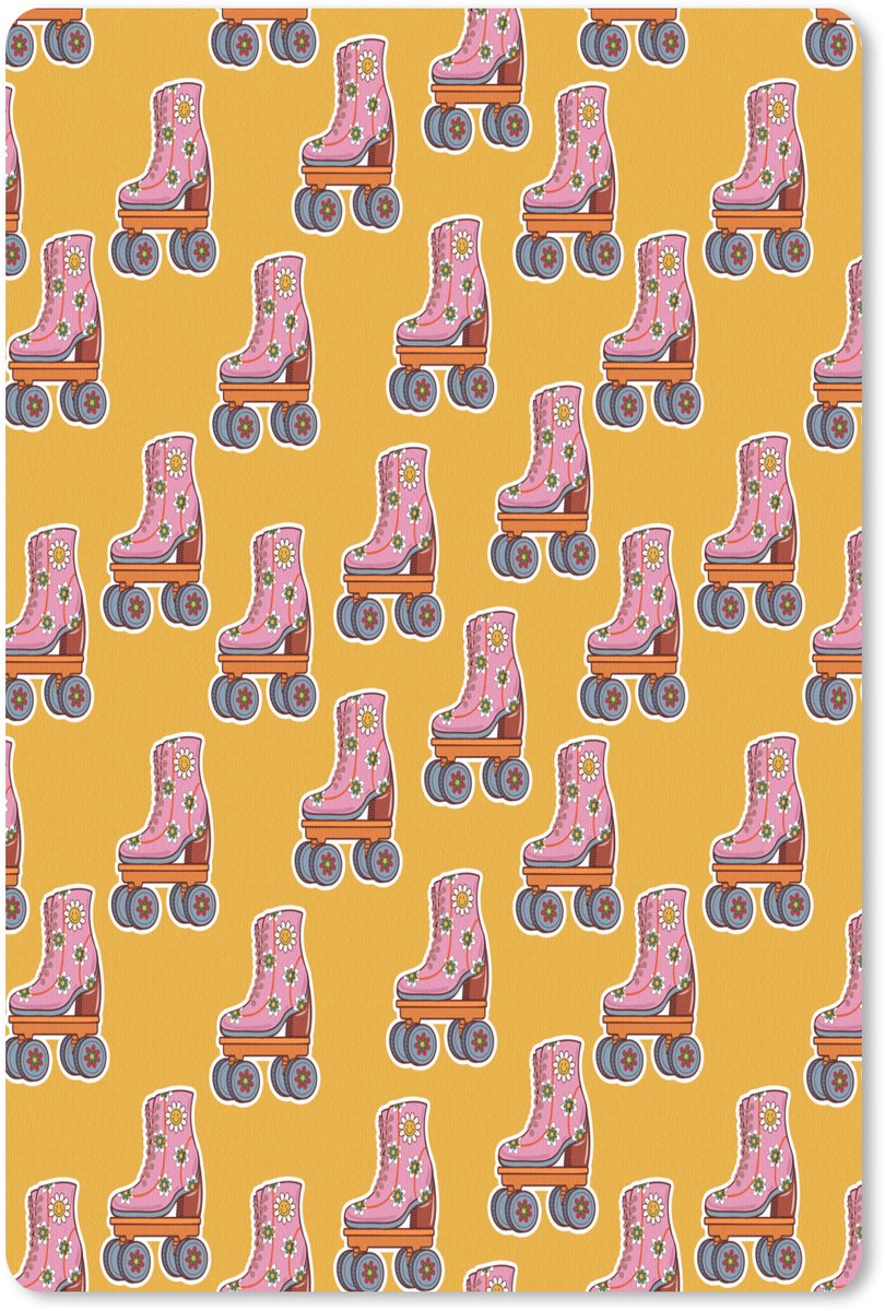 Muismat 18x27 cm - Mousepad Geel - Rolschaatsen - Patroon - Muismatten