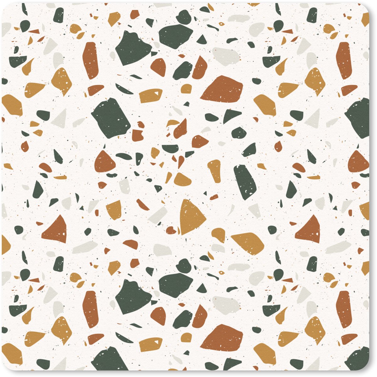 Muismat 20x20 cm - Mousepad Terrazzo - Patroon - Wit - Terra - Muismatten
