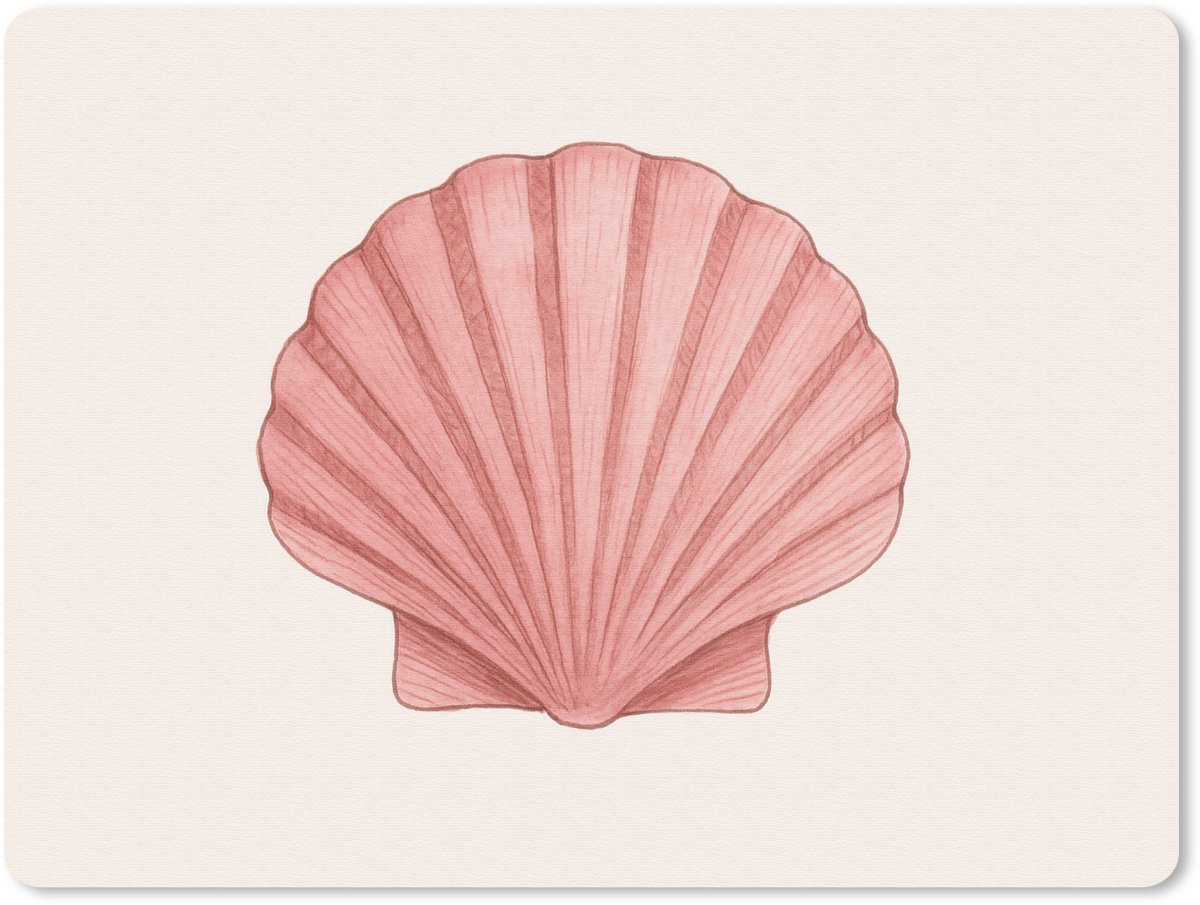 Muismat 23x19 cm - Mousepad Schelp - Roze - Ribbels - Muismatten