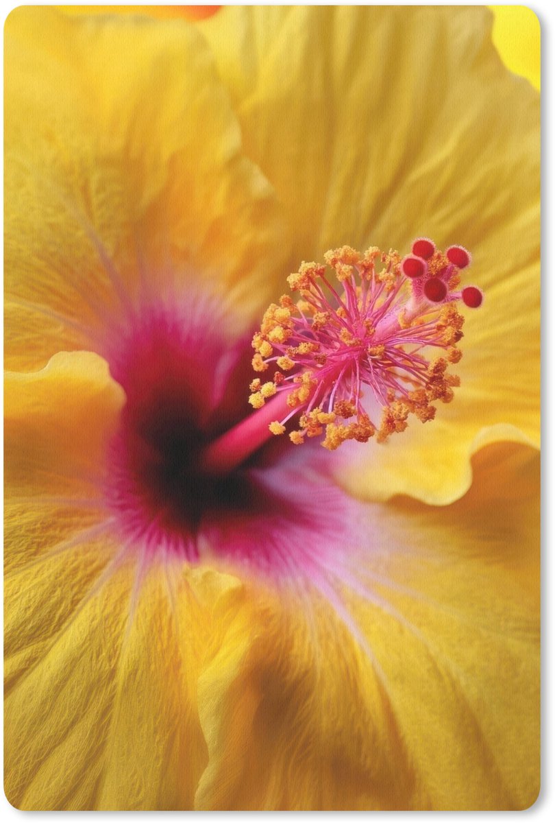 Muismat 18x27 cm - Mousepad Geel - Hibiscus - Tropisch - Muismatten