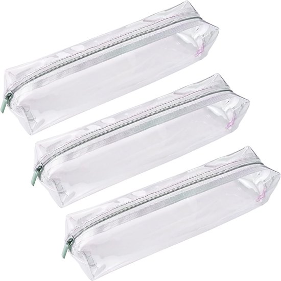 Soul Projekt Witte doorzichtige etui, make-up reistas, draagbare PVC etui organizer voor studenten, examen, kantoor, kunst, schoolbenodigdheden, vrouwen, meisjes, jongens, cosmetische toilettas
