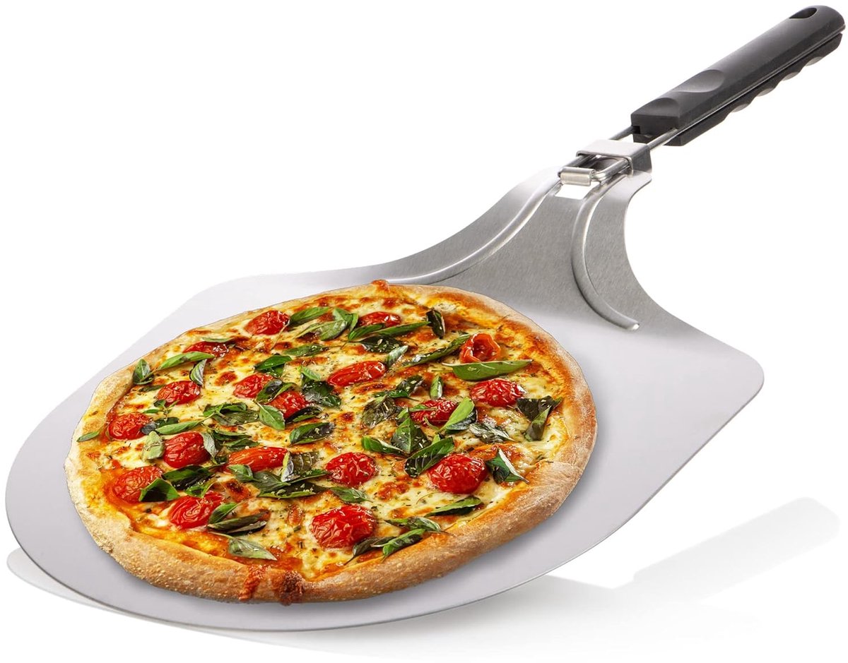 Pizzaschep - RVS - ruimtebesparend - 1 stuk - zilverkleurig