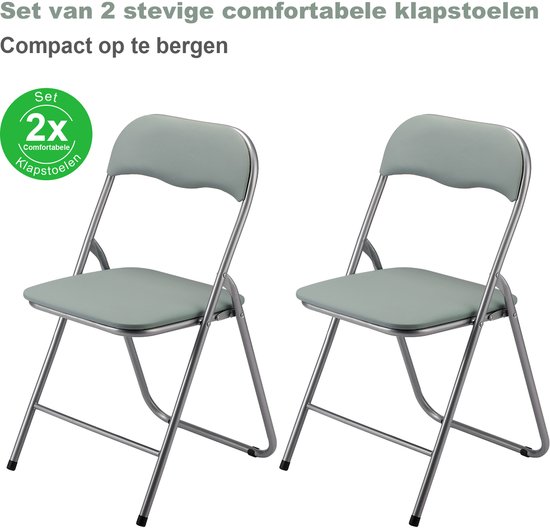 BARDI Set de 2 - Chaise pliante - Chaise pliante - Chaise pliable - Confortable et légère - Capacité de charge 100 kg - 43 x 38 x 87 cm - PVC - Chaise de salle à manger - VERT