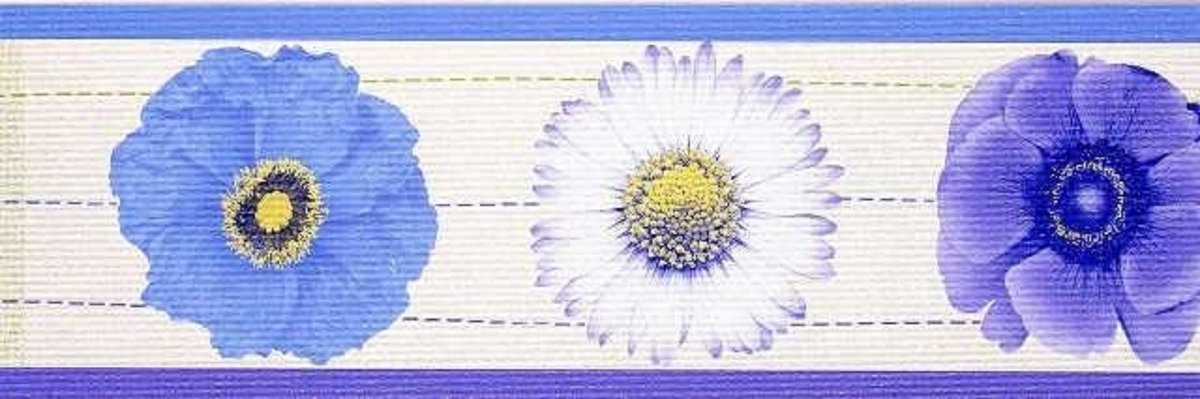 BLOEMEN BEHANGRAND BLAUW PAARS 149241