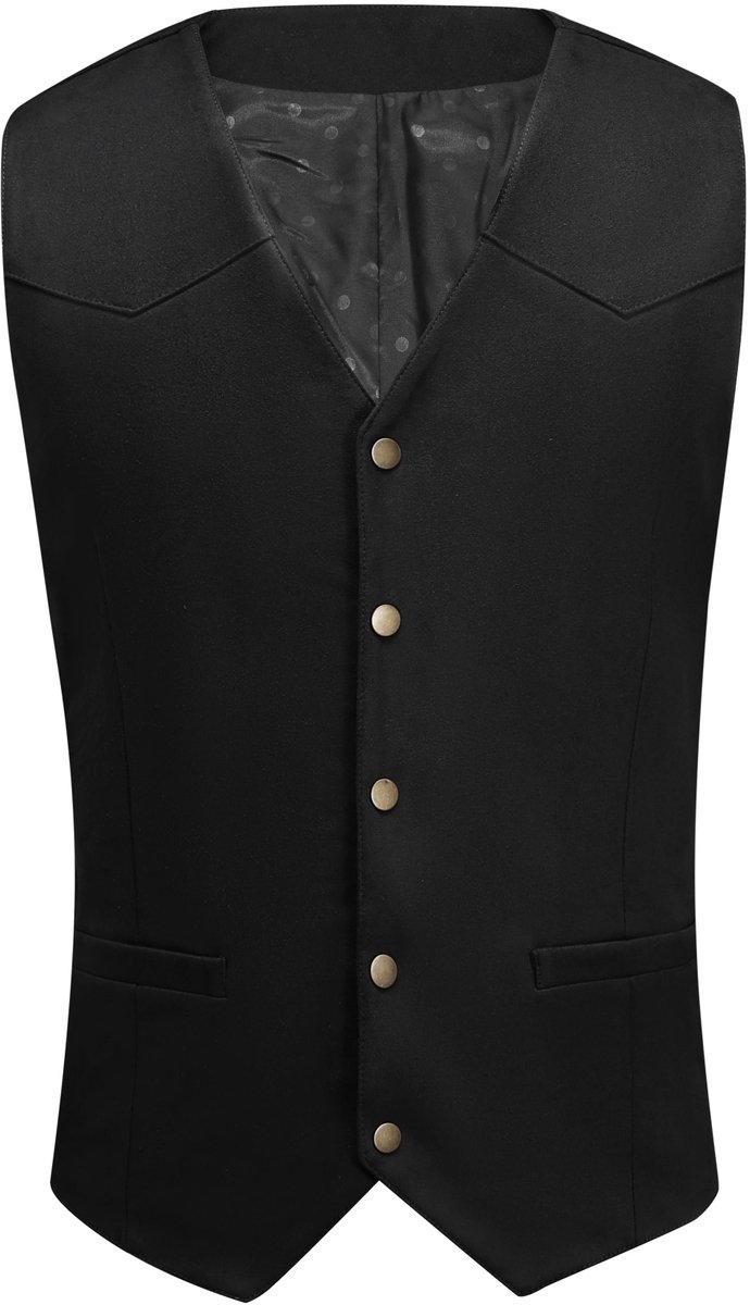 ALLTHEMEN Heren Effen Gilet met Metalen Knopen - Schuine Zoom - L