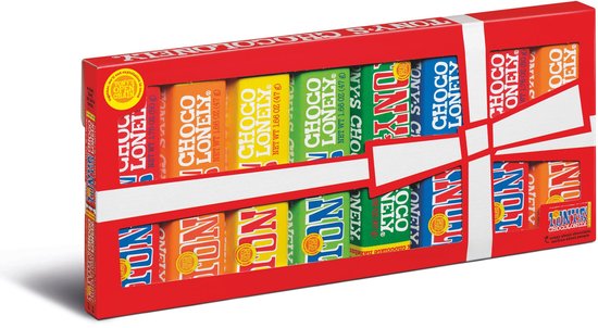 Tony's Chocolonely - Proeverijtje Strik met 8 reepjes - Chocoladecadeau - Verjaardag - Moederdag - Vaderdag - Geschenkdoos - 385 gram - Fairtrade Belgische Chocola