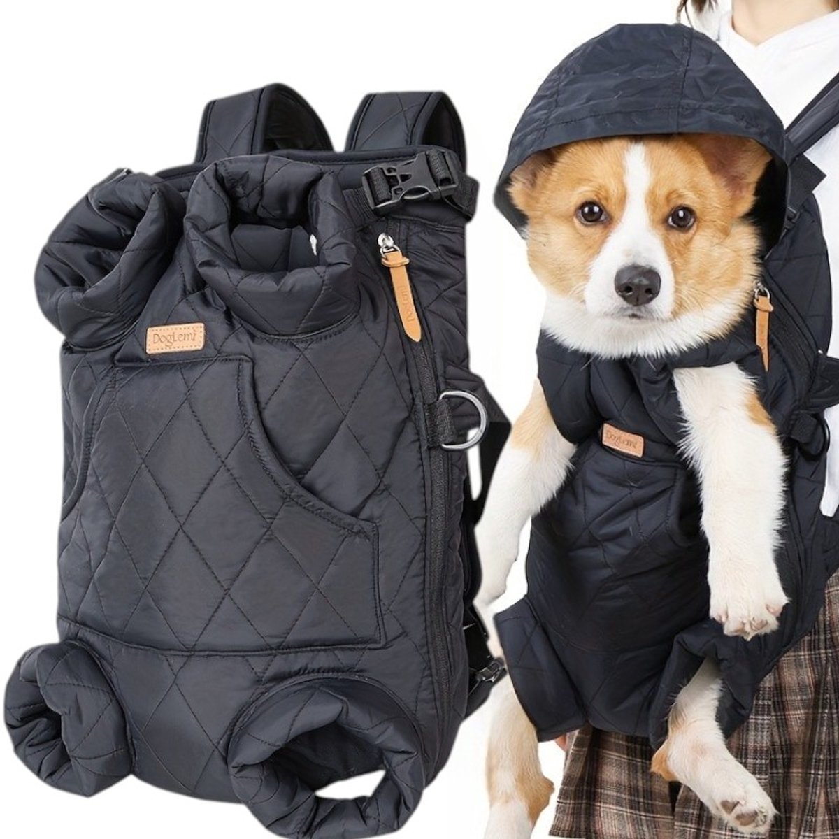 Dutchers DogLemi® Verstelbare Gewatteerde Huisdierdrager Rugzak – 7 tot 20KG - Middel maat M Hondenrugzak - Honden Draagzak - Honden & Katten Draagtas - Rugtas Hond & Kat - Reismand - Comfortabel & Veilig Reizen met Jouw Hond of Kat