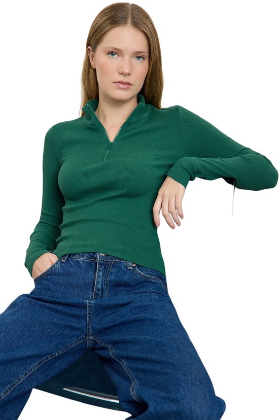 Chemisier ajusté en maille élastique rouge bordeaux Trendyol avec