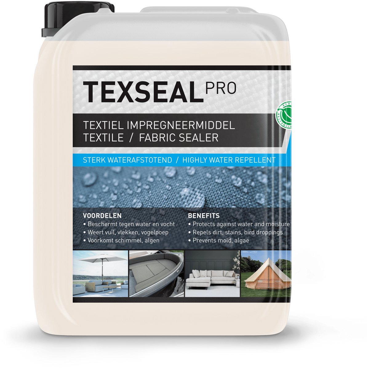 Texseal Pro 2,5L (15m2) - Nano Coating - Impregneermiddel Meubelstof, Tentdoek, Cabrio - Waterproof Textile Protector Spray Textiel - Anti regen impregneer, Rain Away Impregneerspray - Impregneermiddelen, Bank impregneren, Jas waterdicht maken