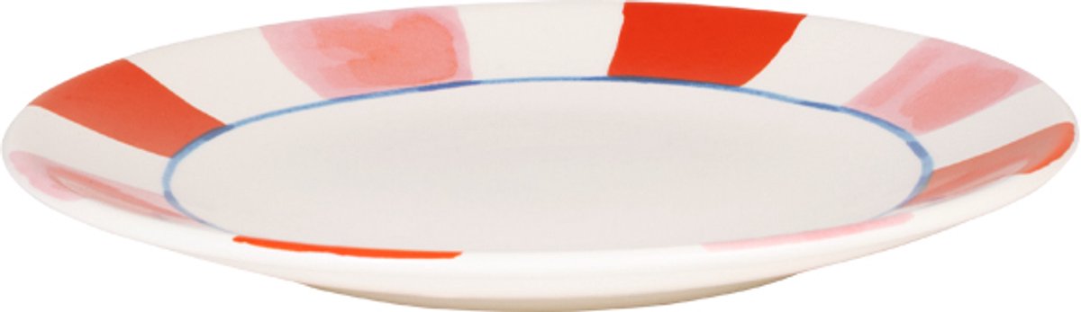 Blond Amsterdam, Even Bijkletsen Everyday Stripes: bord 22 cm roze/rood