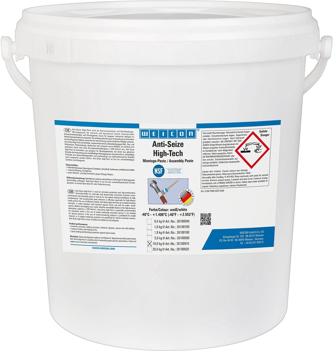 Weicon Anti-Seize High-Tech – Montagepasta 10 kg – Metaalvrije corrosiebescherming