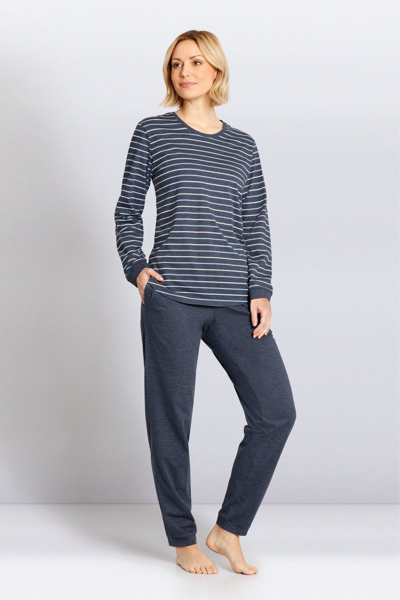 Hajo dames pyjama blauw met strepen - Blauw - Maat - 52/54