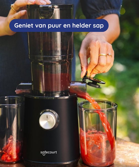 Safecourt Kitchen Sapcentrifuge - Slowjuicer voor Groenten & Fruit - XXL Vulopening - Krachtige motor - Zwart van Safecourt Kitchen — afbeelding 2