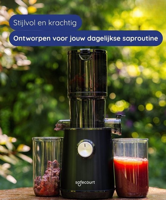 Safecourt Kitchen Sapcentrifuge - Slowjuicer voor Groenten & Fruit - XXL Vulopening - Krachtige motor - Zwart van Safecourt Kitchen — afbeelding 3