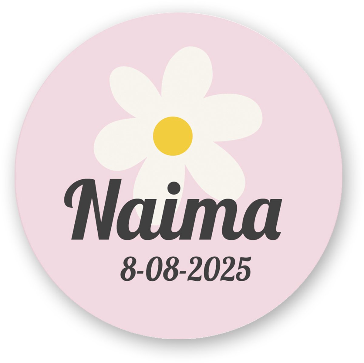 25x Geboorte Sluitstickers Madelief – Roze - Gepersonaliseerd met Naam & Geboortedatum – Ø 4 cm - Sluitzegels - Pimp Studio