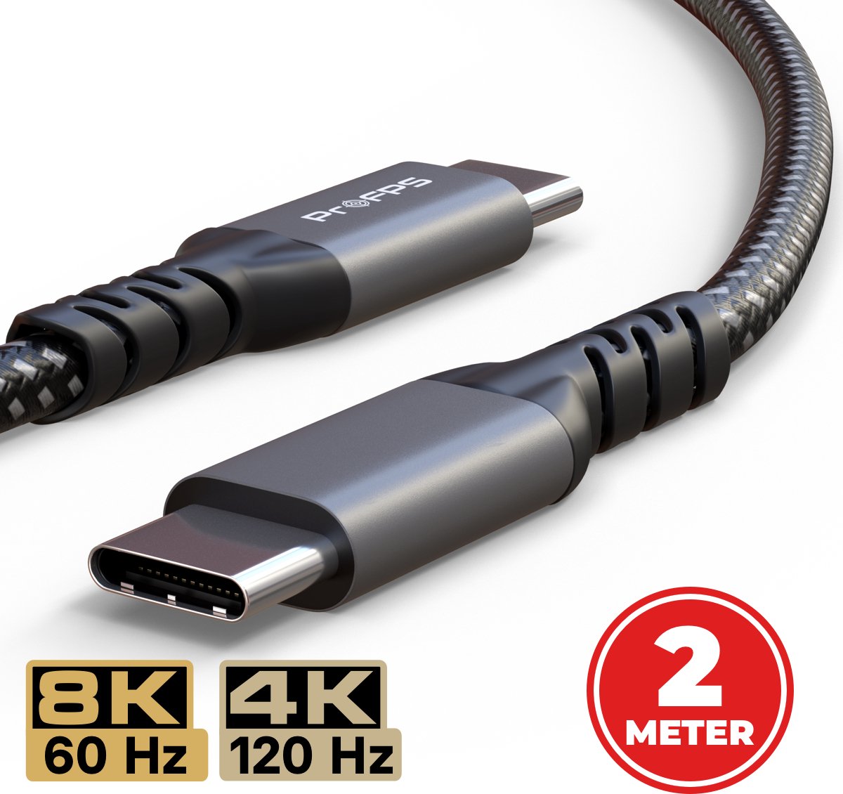 ProFPS USB-C naar USB-C Kabel 2M – USB 4.0 – 240W – 40Gbps – 8K/60Hz