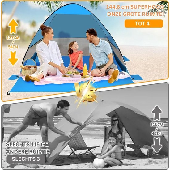 Strandtent UV Bescherming - Strandparasol Pop Up - Blauw — afbeelding 5