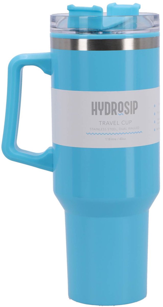 Drink cup met rietje - Reisbeker 1.18L roestvrij staal multicolor.