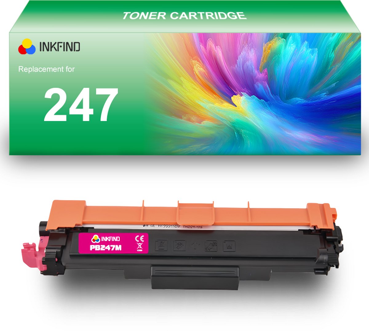 Image of INKFIND TN247 Magenta tonercartridge compatibel met Brother TN247 TN-247 Magenta toner cartridge - 1-pack Magenta