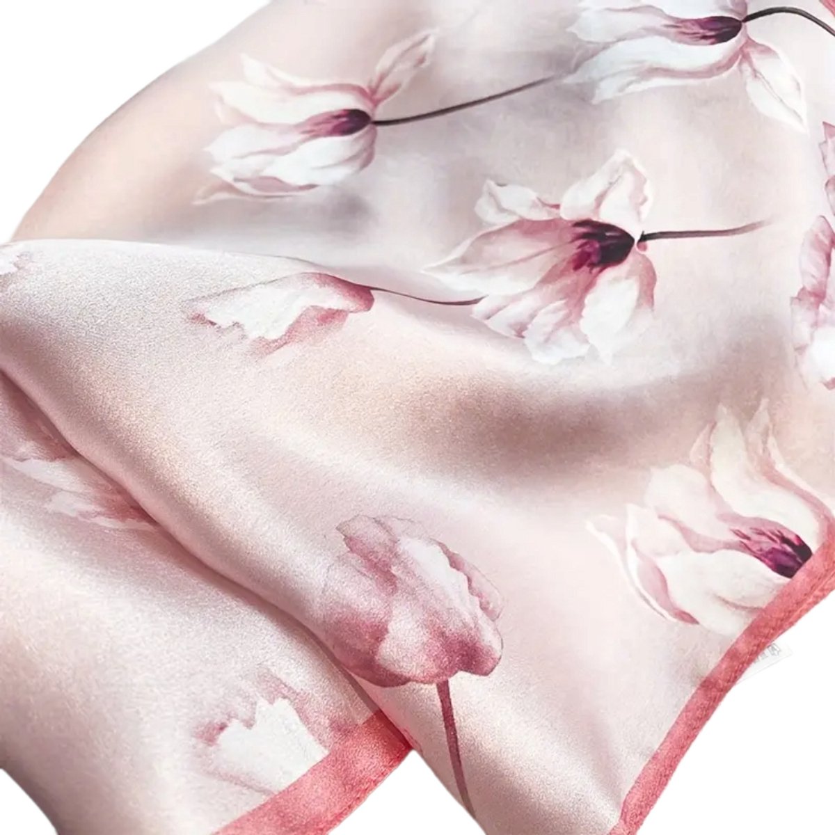 Flipflop Club® Scarf Pink Flowers | Satijnen Hoofdsjaal | Zomer Trend | Festival Head Scarf | Bandana | Headscarf | Headband | Sjaal voor hoofd | Sjaal Haarband | Zijdezacht Roze Sjaaltje — afbeelding 2