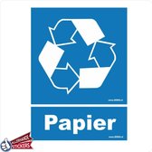 Papier Recycling logo sticker (blauw)