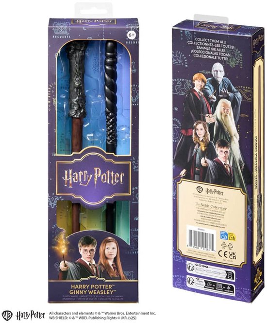 Noble Collection Harry Potter twin-pack Role Play Toverstaf / Toverstoks Harry Potter & Ginny Weasley / Ginny Wemel 30 cm Replica: down-scaled