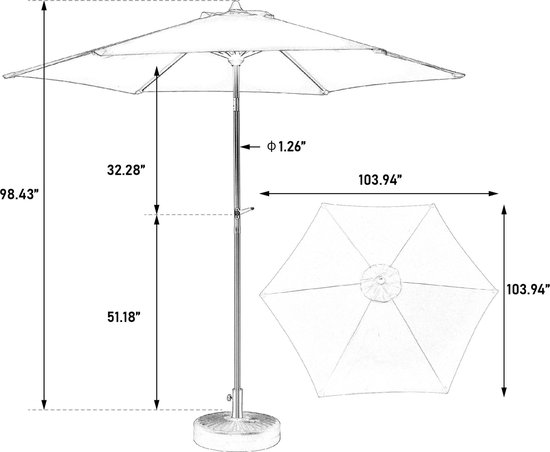 Parasol double rectangulaire Merax 9 pieds kaki avec mécanisme pivotant sans base, Groot parasol pour Jardin, terrasse ou piscine