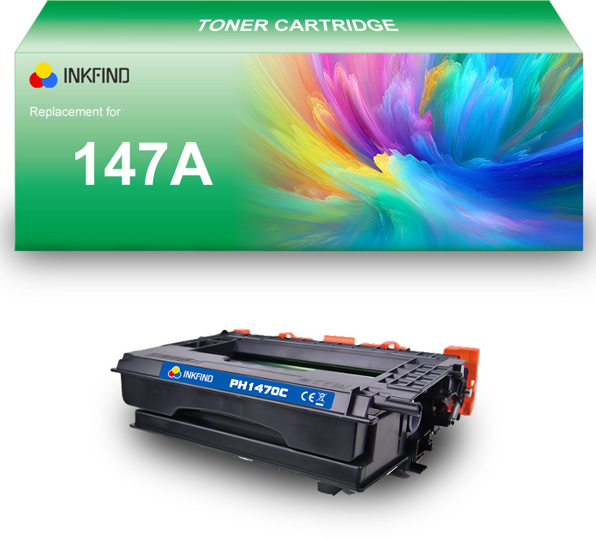 INKFIND 147A (W1470A) Tonercartridge compatibel met HP 147A W1470A - 1-pack Zwart