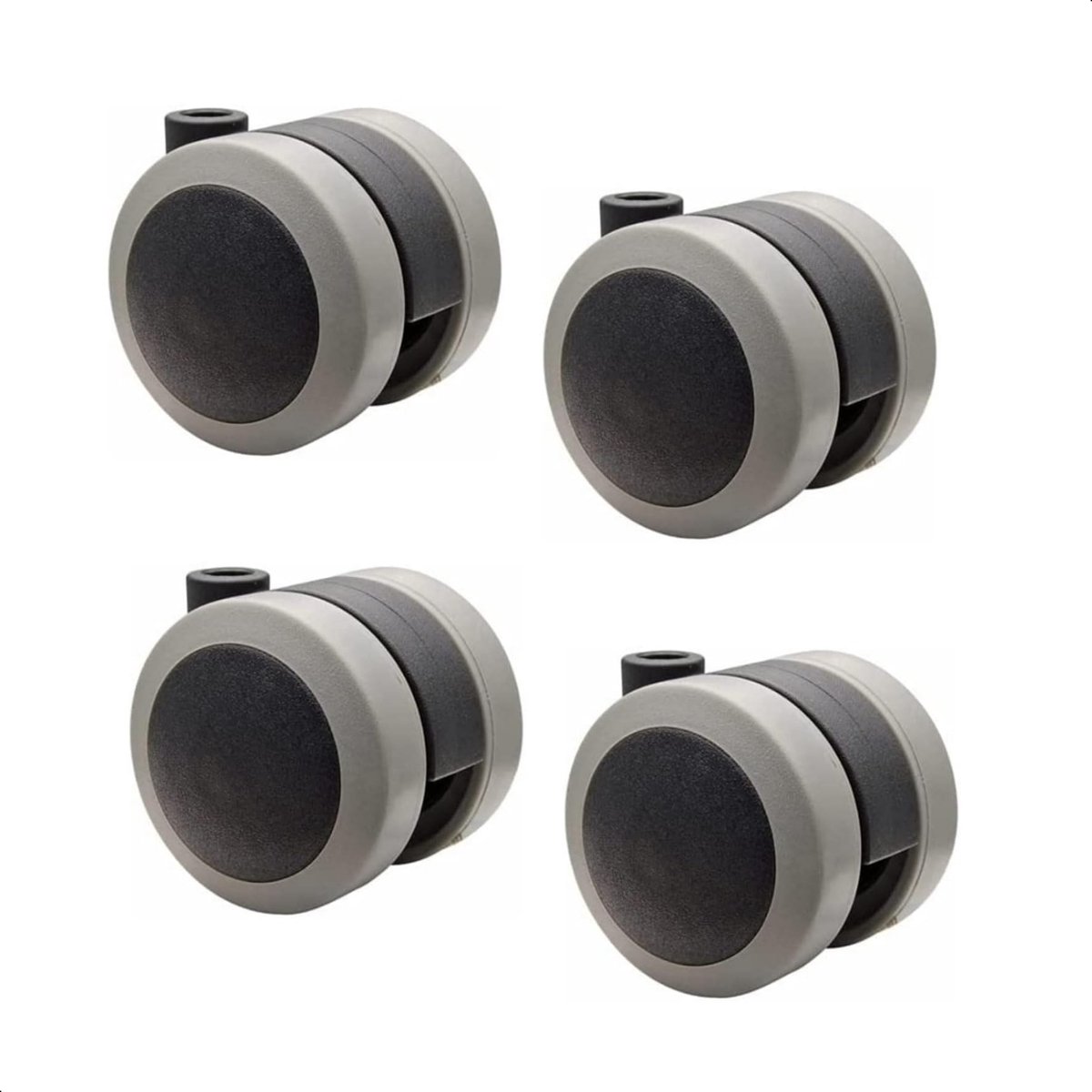 WAGNER zelf ontwerpen meubelwielen/dubbele wielen, set van 4 - SOFT - Diameter 50 mm, zachte loopvlak, draagvermogen 50 kg/wiel - 01222304 Zwart/Grijs