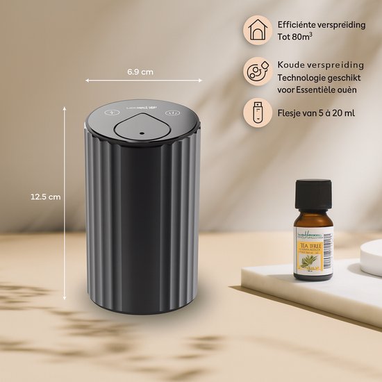 Lina's Clover - Aroma diffuser - LuchtBevochtiger - +- 80m2 - Inclusief 1 flesje olie - Makkelijk verwisselbaar - Draadloos - Luxe Design - LCD Scherm - Touchscreen - Bekerhouder formaat (dus ook voor in de auto te gebruiken)