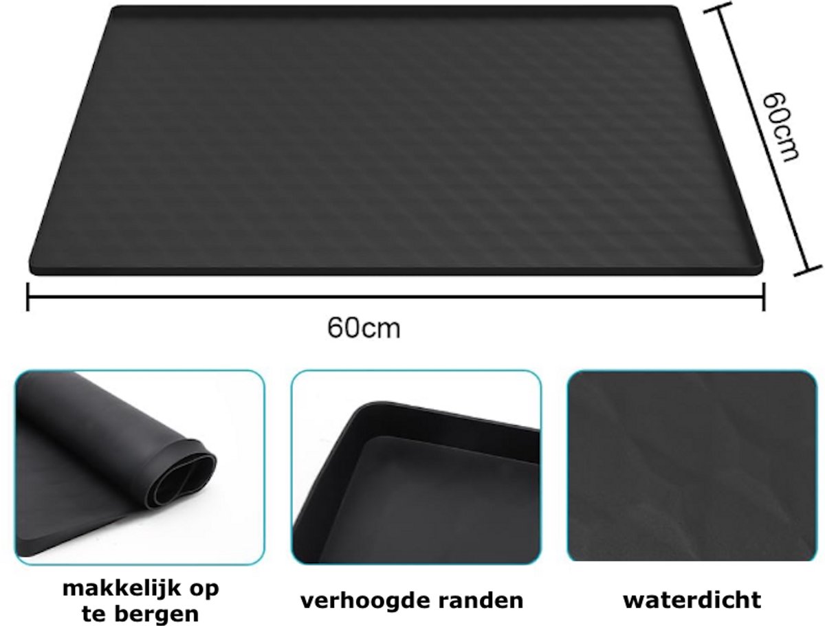 Lekbak Wasmachine – Siliconen Opvangbak - Opstaande Rand - SinkMate® - 60 x 60 cm – Lekbak Koelkast Vaatwasser Diepvriezer — afbeelding 3