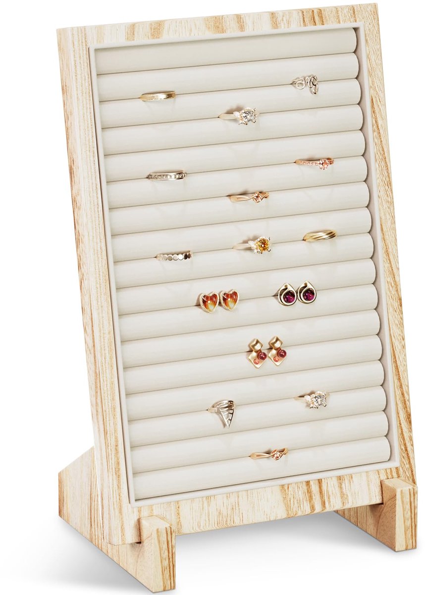Lolalet 1-pack ringopberger, sieradenstandaard voor verkoop, oorbellenhouder, oorbellenstandaard, oorsieradendisplay voor verkopers, ringopbergdoos voor ringen, oorbellen, stekers en oorbellen.