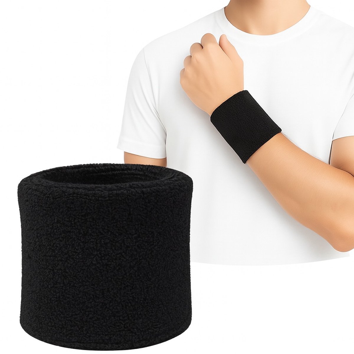 Polsbandje I Zweetband I Zweetbandjes I Pols I Sportbandje I 1 stuk I 8 x 8 CM I Zwart