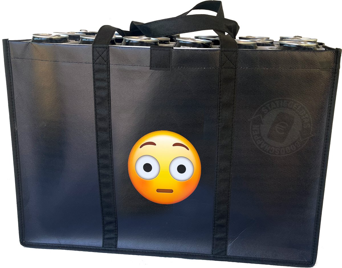 Flushed –Combiset Statiegeldtas - boodschappentas + 2 koelementen met een leuke emoji – met handig klittebandsysteem