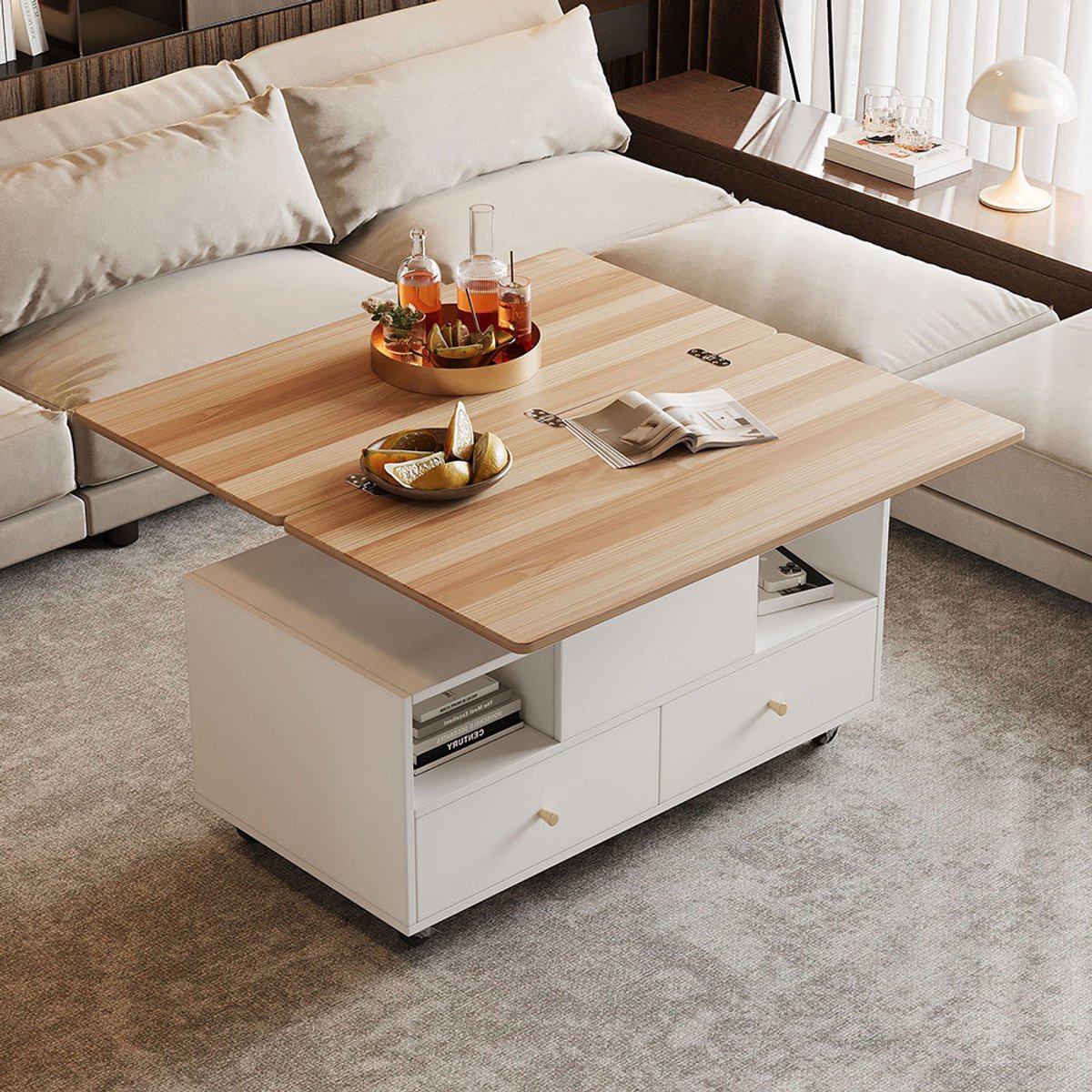 HOMCOM Bijzettafel In C-vorm, Koffietafel, Salontafel, Statafel, Tafel
