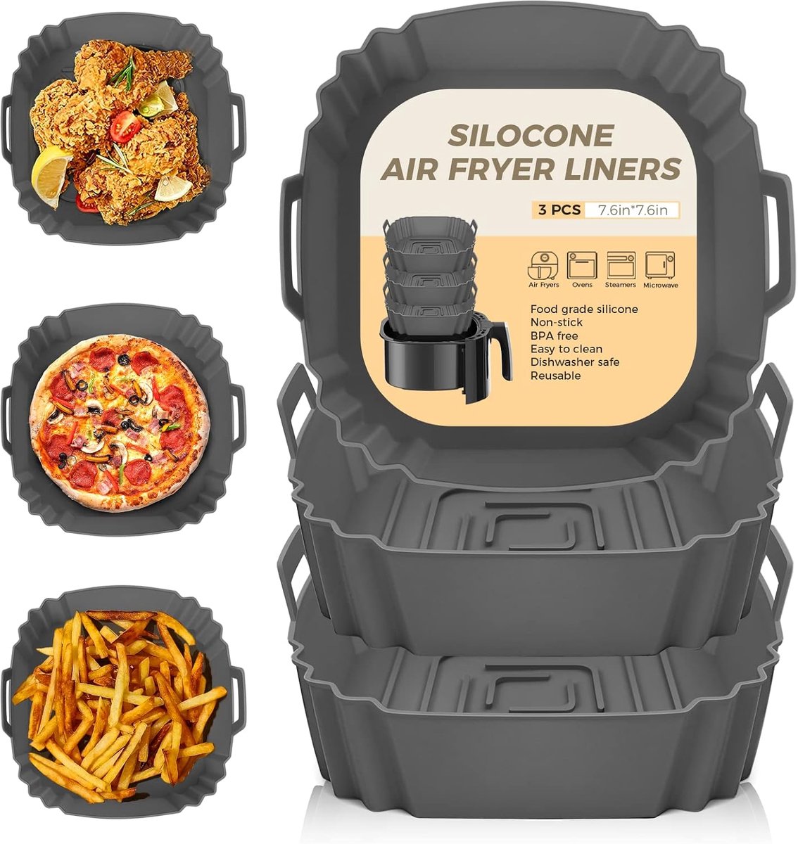 Airfryer Accessoires - Bakpapier - Siliconen Bakje - Mand - Spatels - Oven Rek