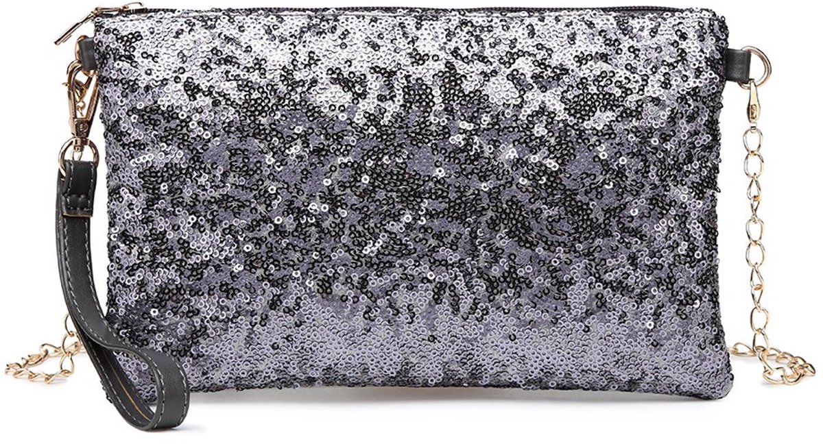 Miss Lulu Damesmode Pailletten Tas Mini Clutch Kleine Dames Ketting Tas Schoudertas voor Bruiloften, Dates en Diverse Gelegenheden met Gouden Ketting