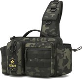 Vesta svr Vistas - Heuptas - Schoudertas - Vliegvissen - Roofvissen - Tas met hengelhouder - Kunstaas tas - flessenhouder- Groen camouflage