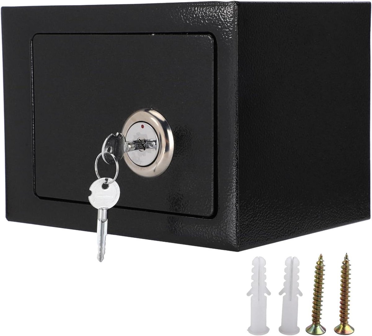 Allecto Plus - Duurzame Metalen Kluis met Sleutel - Veilig voor Thuiskantoor - Hoogbeveiligde Stalen Kluis - Geldkluis met Bevestigingsbouten - Ideaal voor Hotel - 23 x 17 x ...