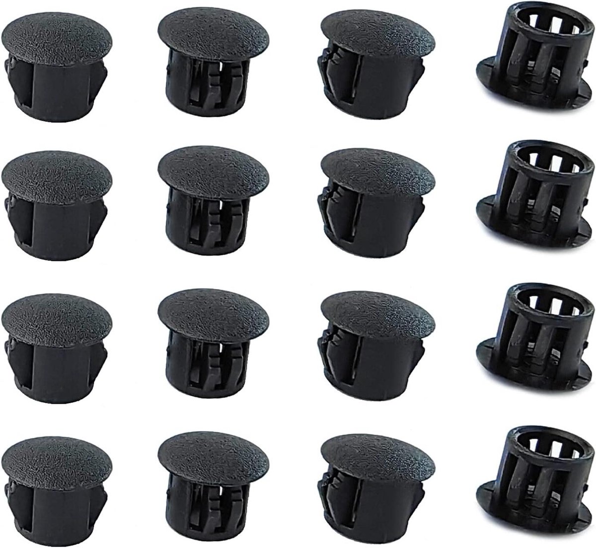 Plastic Gat Plugs 7mm - Ronde Knoppen - 20 Stuks - Zwart - Meubel Gat Pluggen - Kast Tafel Stoel - Kledingkast - Boorkap - Schroefgat Pluggen - Boutique Beddentextiel