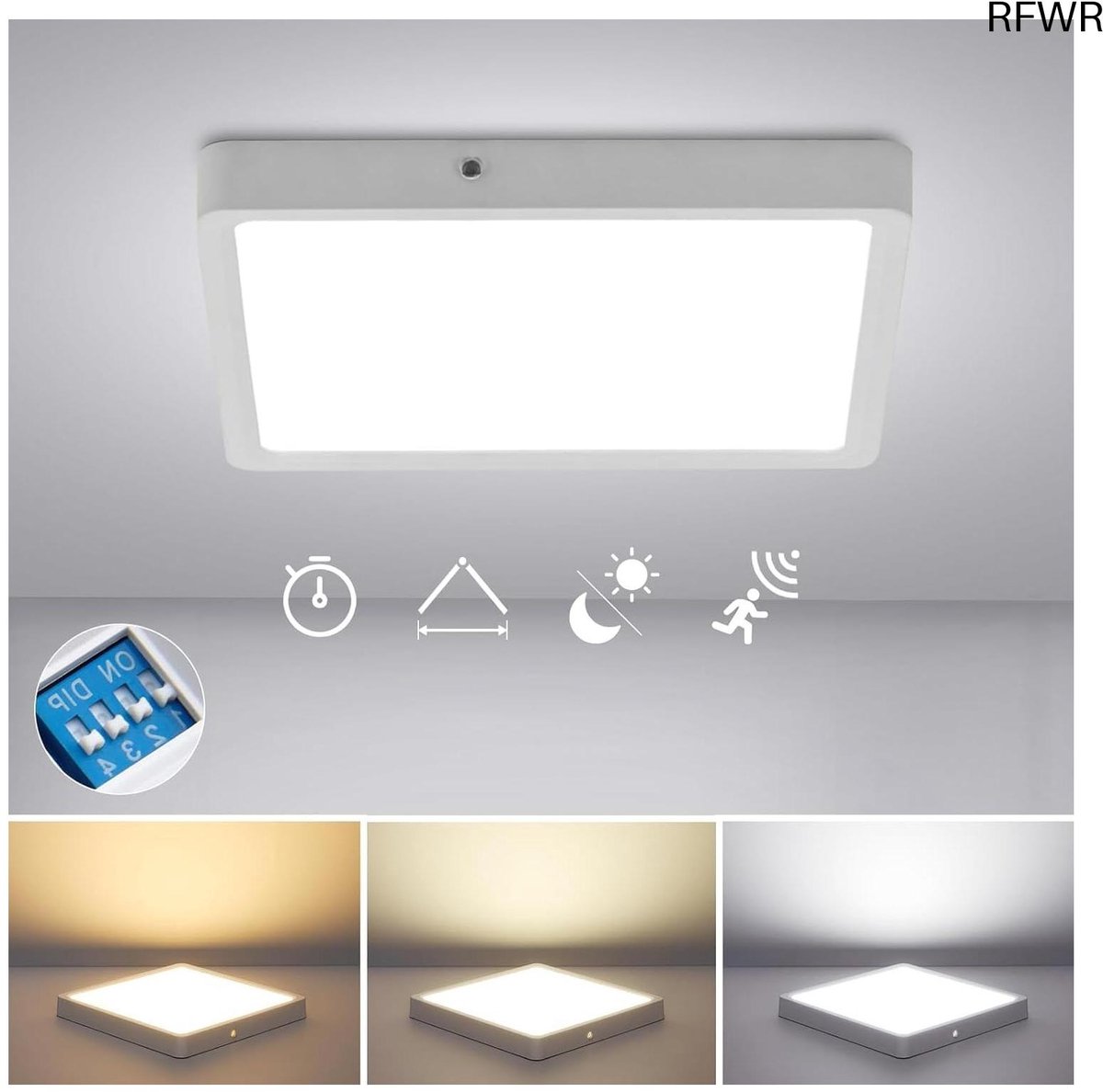 RFWR® LED Plafondlamp met Bewegingssensor en Lichtsensor - 18W, 1800LM, Ø22,5CM, Ultradunn