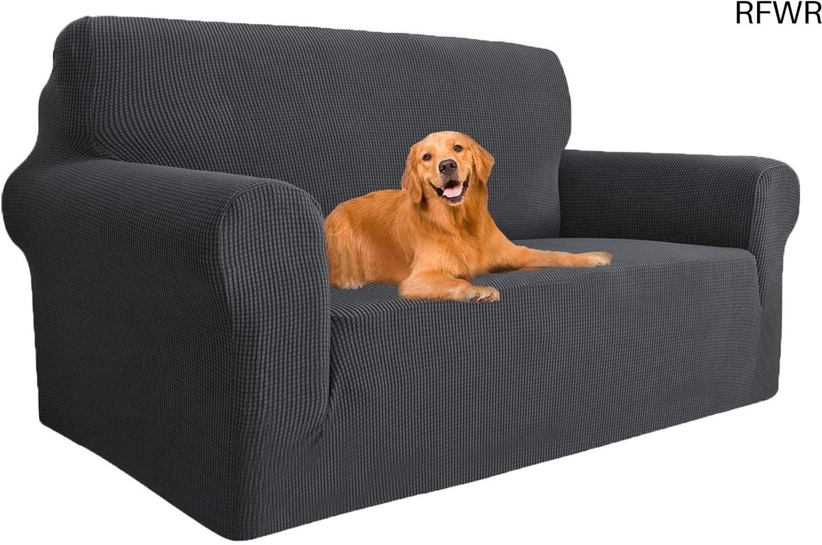 RFWR Universele Stretch Bankhoes 2 Zits - Krasbestendige Sofahoes voor Huisdieren in Donkergrijs