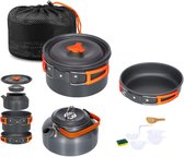SMH LINE® Camping kookgerei set - Pannenset - Aluminium - 10 delig - Camping Pannenset