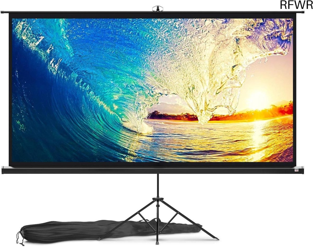 RFWR® Beamerscherm 100 inch — Projectorscherm voor Binnen en Buiten met Draagtas — 16:9 HD Kreukbestendig