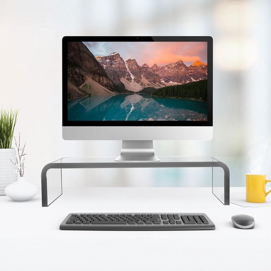 Lnhgh Transparante Acryl Monitorstandaard – Verhoog Je Scherm, Bespaar Bureauruimte, Met Microvezeldoek