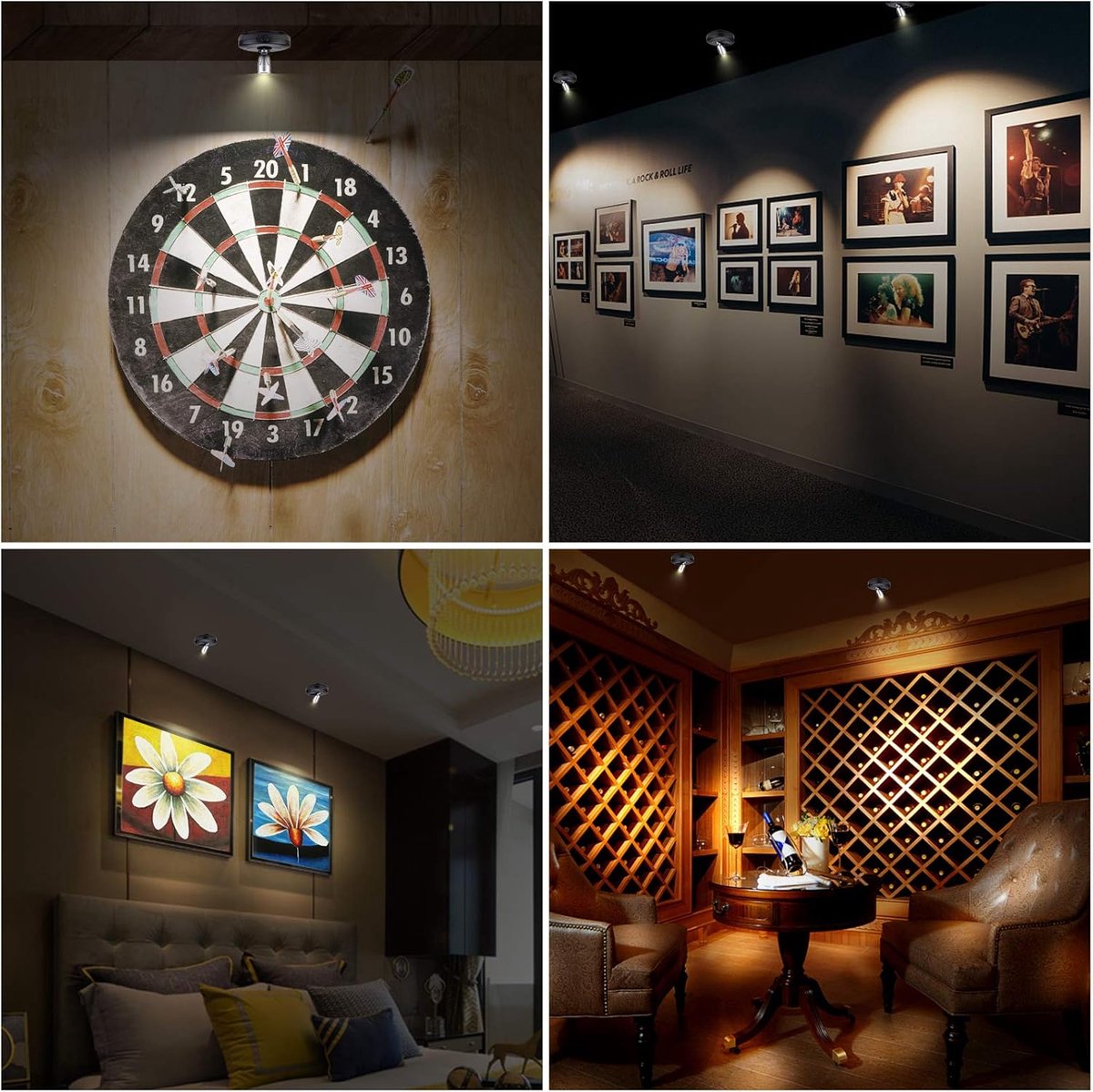 RFWR® Draadloze LED Plafondspots met Afstandsbediening - RGB Accentverlichting voor Dartbo